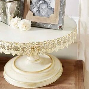 Elegant Cream Cake Stand with Lace Trim